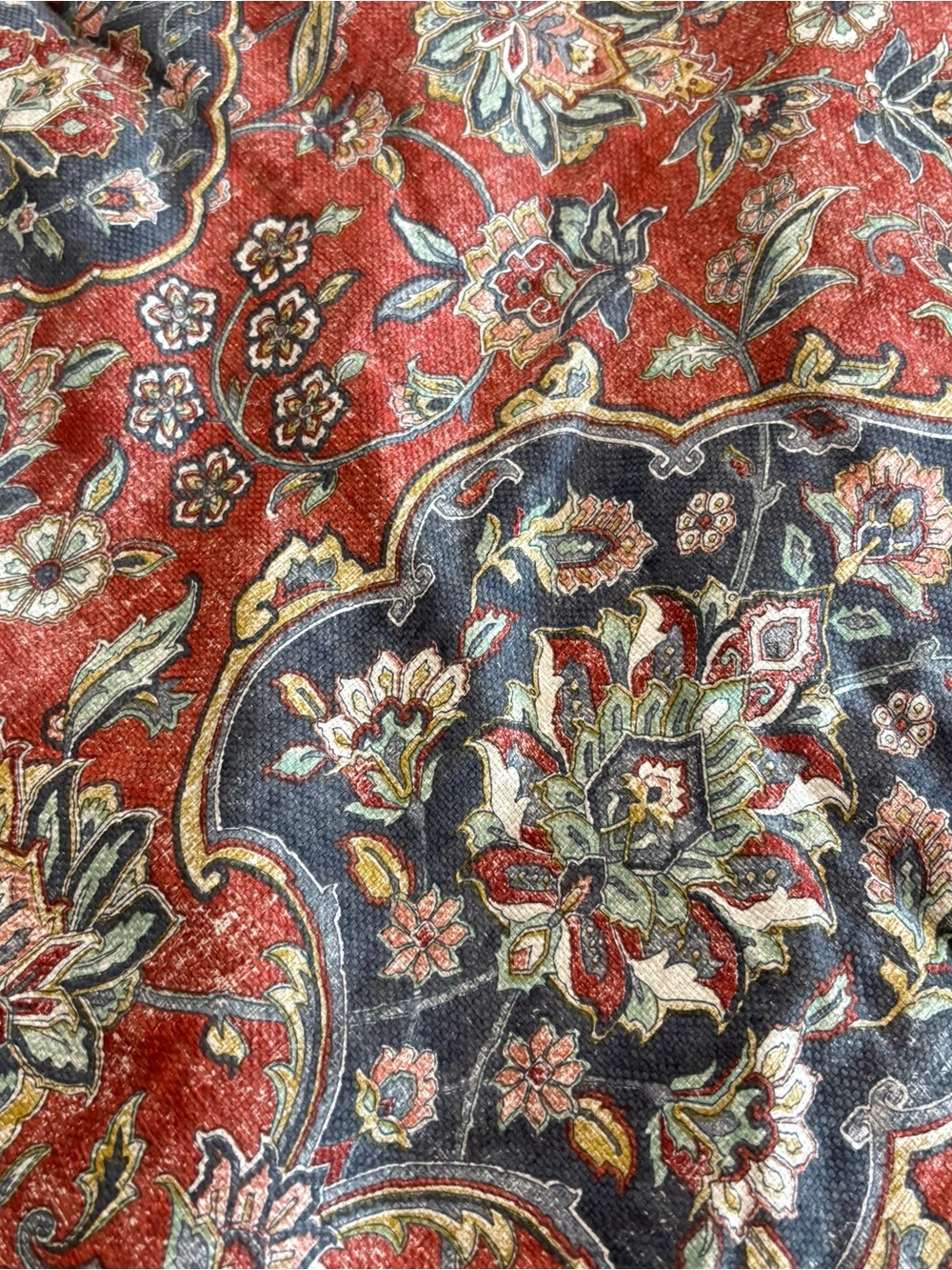 Waverly Red and Navy Reversible Floral Paisley Comforter